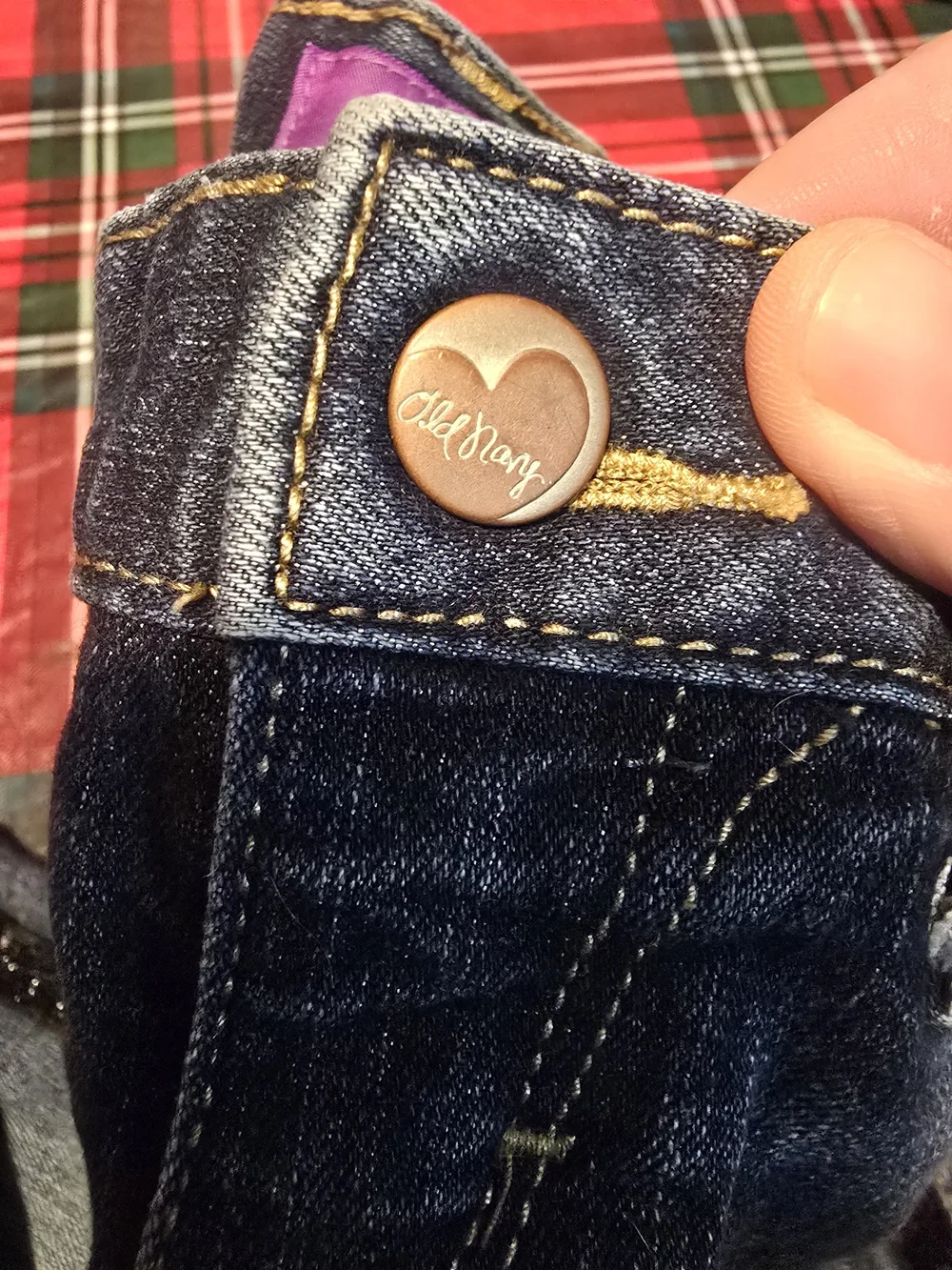 Old Navy Girls Dark Blue Skinny Jeans with Black Sparkle Side Trim